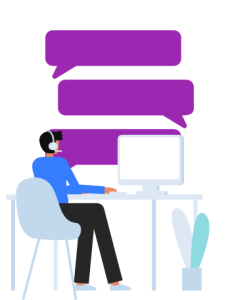 Illustration of one of our team members providing asssistance to our community.